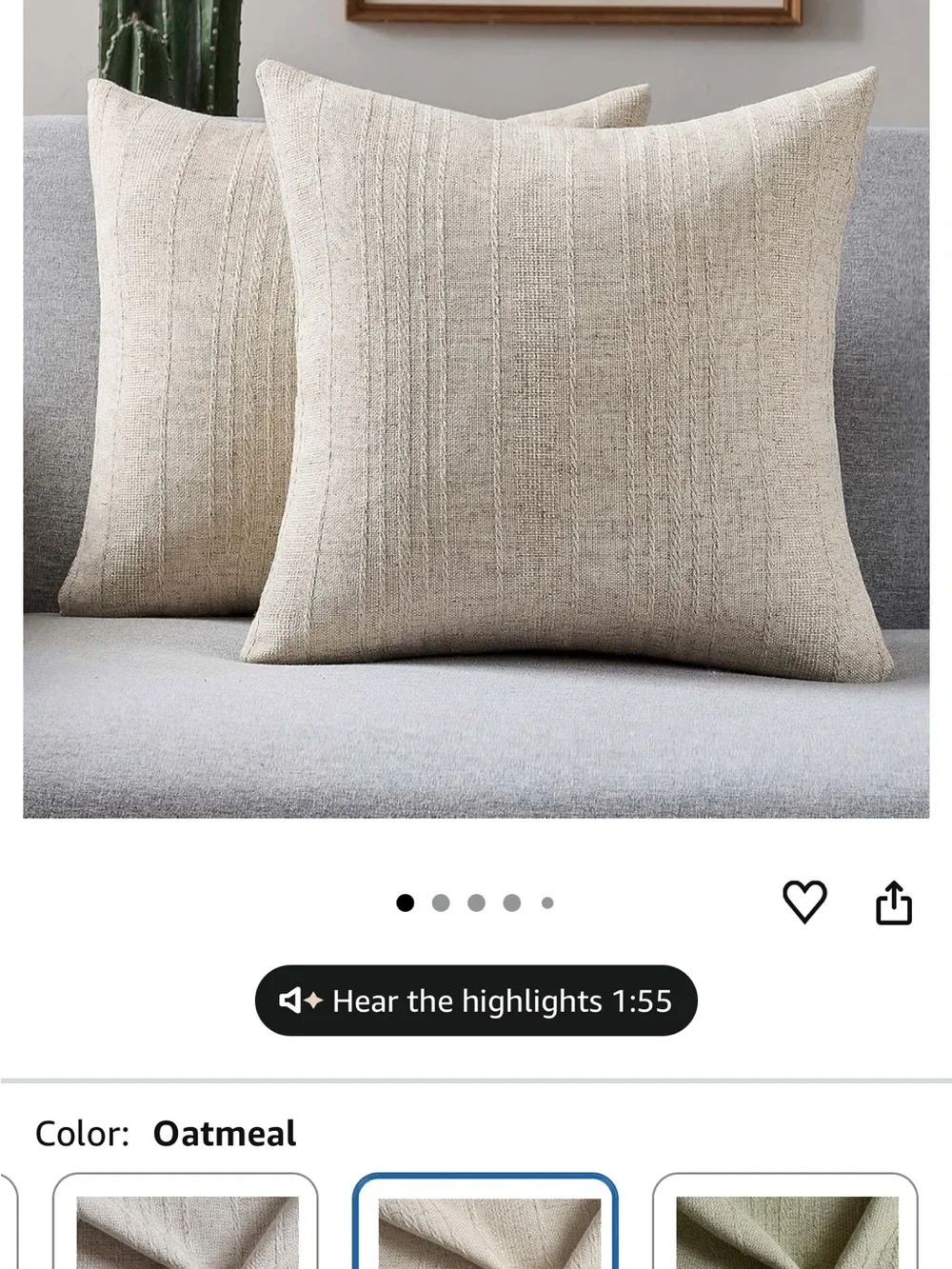 Natural Decorative Throw Pillow Covers 23x23 Inch Set of 2,Soft Linen